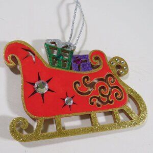 Christmas Sleigh Laser Cut Wooden Ornament Hangs